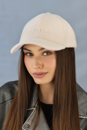 Кашемировая зимняя бейсболка «CK» 6094-2) (бежевый)