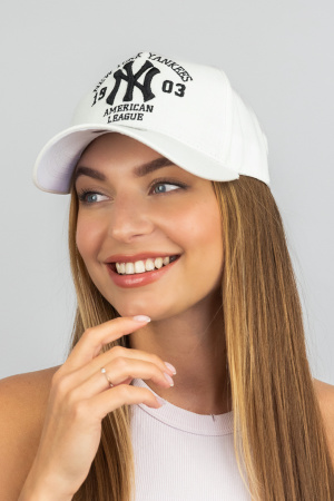 Бейсболка трекерка пятиклинка унисекс New York Yankees (1557)  (белый + черный)