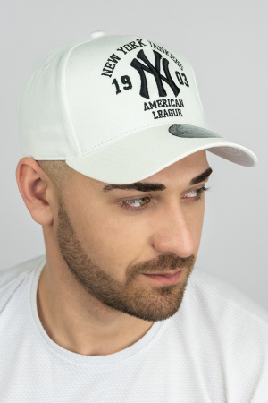 Бейсболка трекерка пятиклинка мужская New York Yankees (1557)  (белый + черный)