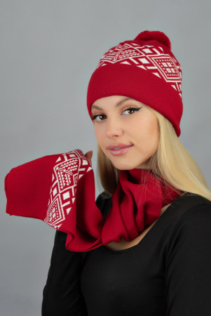 Яркий комплект «Skier» (шапка и шарф) (7217-10) (белый + красный)