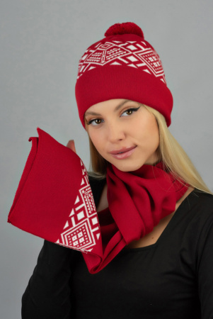 Яркий комплект «Skier» (шапка и шарф) (7217-10) (белый + красный)