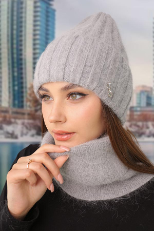 Комплект «Илона» (шапка и баф) (4988/4961-77) (серый)