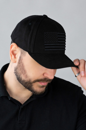 Мужская кепка - трекерка "American flag" (1531) (черный)