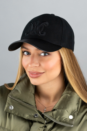 Бейсболка кашемировая с вышивкой,  кожаный козырек Braxton "Selina" (6102-8) (черный)