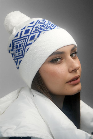Шапка «Skier» (7217) (белый + электрик)