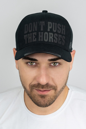 Кепка - трекерка мужская с накаткой "Don't push the horses" (1553) (черный)