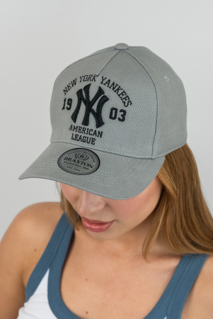 Бейсболка трекерка пятиклинка унисекс New York Yankees (1557)  (серый + черный)
