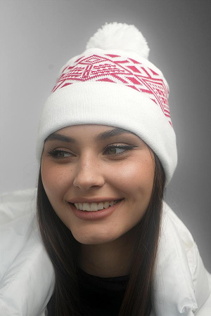 Шапка «Skier» (7217) (белый + красный)