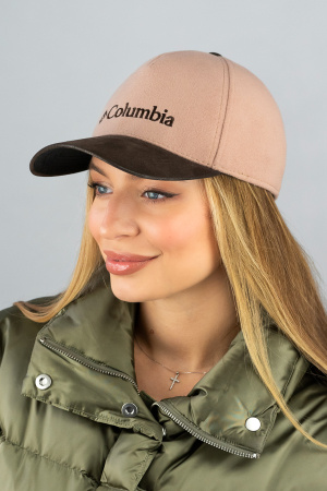 Кашемировая бейсболка унисекс с кожаным козырьком «Columbia»(6102-1) (темно-бежевый)