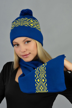 Яркий комплект «Skier» (шапка и шарф) (7217-10) (темно-синий + желтый)