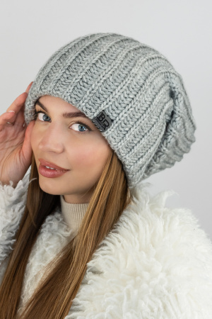 Шапка-колпак крупной вязки Braxton унисекс "Те́рон" (4356) (светло-серый)