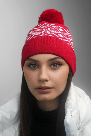Шапка «Skier» (7217) (красный + белый)