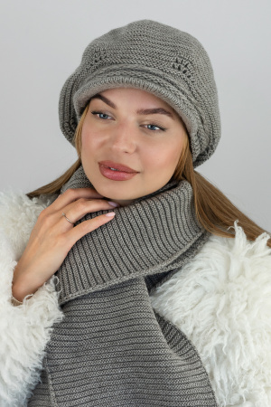 Комплект женский Braxton "Амелі" (берет с козырьком + шарф) (5523-10) (темный кофе)