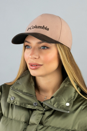 Кашемировая бейсболка унисекс с кожаным козырьком «Columbia»(6102-1) (темно-бежевый)