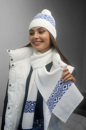 Комплект «Skier» (шапка и шарф) (7217-10) (белый + электрик)