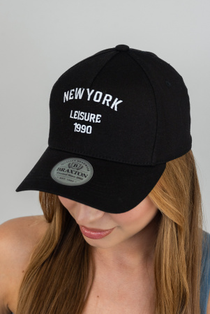 Бейсболка трекерка пятиклинка унисекс "New York Leisure" (1559)  (черный + белый)