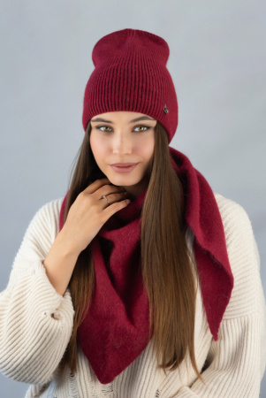Женский комплект шапка и косынка «Ажен» (4984-5) (бордовый)