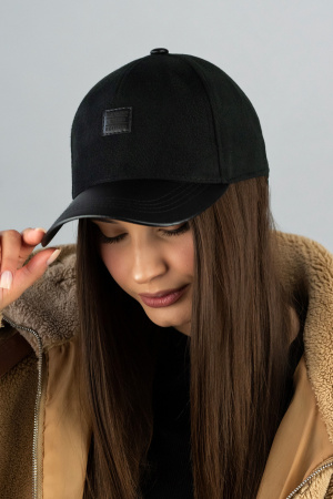 Бейсболка кашемировая унисекс Braxton "Signature Cap", козырек экокожа нашивка(6104) (черный)