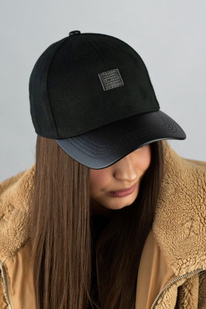 Бейсболка кашемировая унисекс Braxton "Signature Cap", козырек экокожа нашивка(6104) (черный)